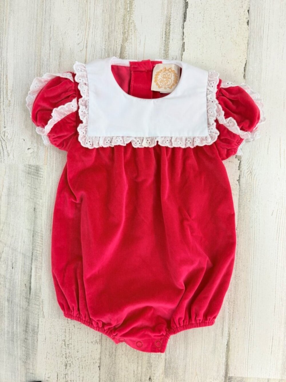 The Beaufort Bonnet Company Girls Sz 18 24 M Bea Louise Bubble Velveteen Red